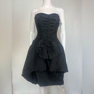 Vintage 80s Black Strapless Bow Party Dress | Emo Goth Fairy‎ Vibes *Flawed